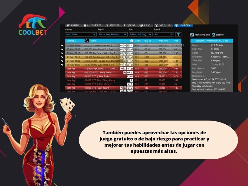 Participa en los torneos de Póker